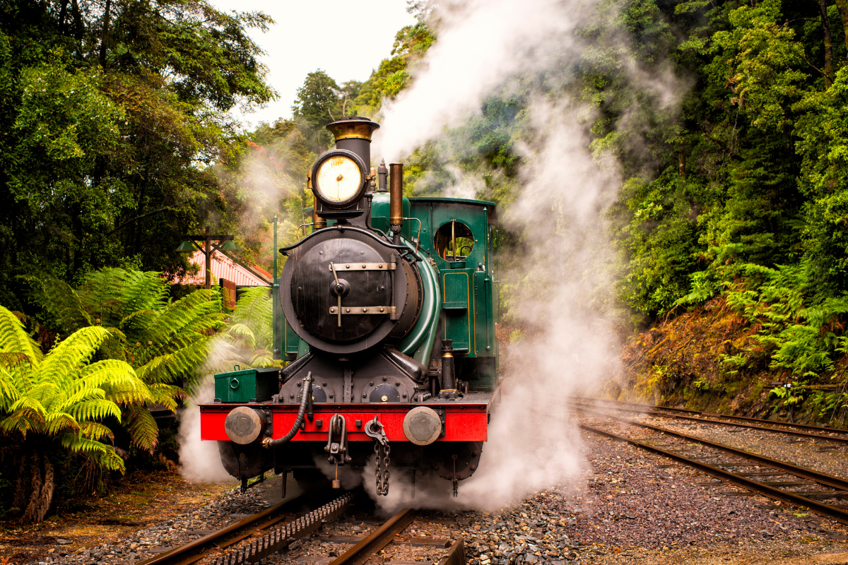 West Coast Wilderness Railway. Photographed by Rob Burnett. Image via Tourism Tasmania.