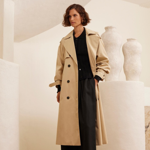 <strong>AERE</strong> Organic Cotton Classic Belted Trench Coat