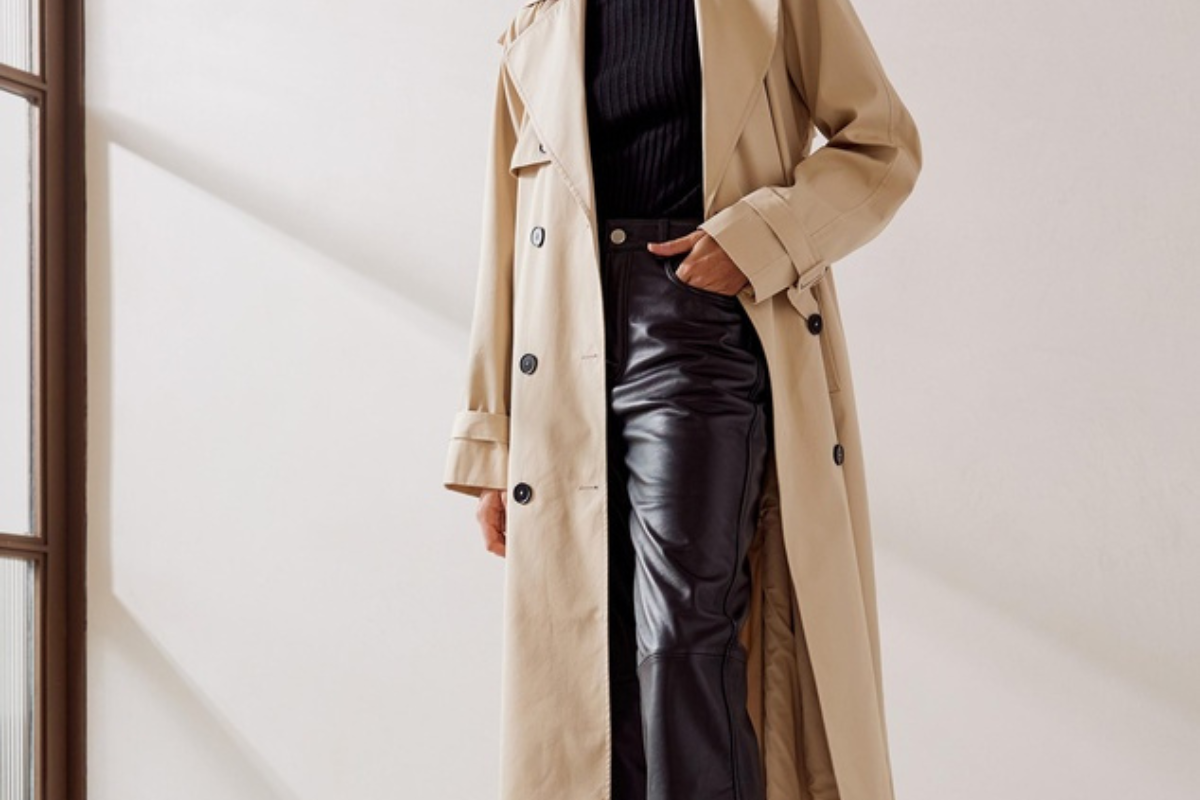 Women's Fashion 5 Capsule Coats and Jackets for Winter 2024. AERE Organic Cotton Classic Belted Trench Coat. Image via THE ICONIC website.