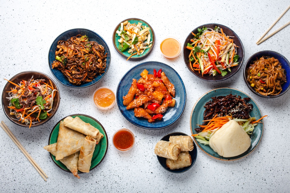 Set of Chinese dishes. Photography by Elena Eryomenko via Shutterstock