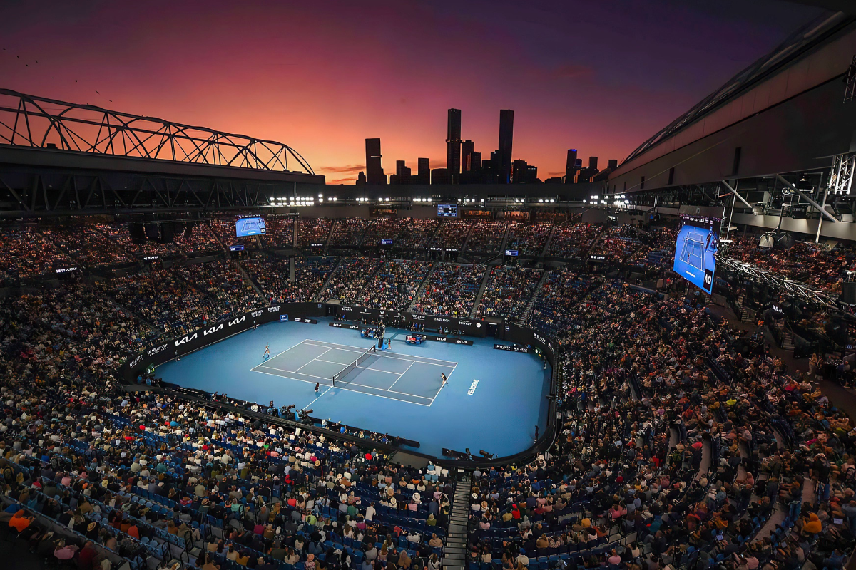 Australian Open 2023 - on court atmosphere AO. Photography by MORGAN HANCOCK via Visit Victoria.